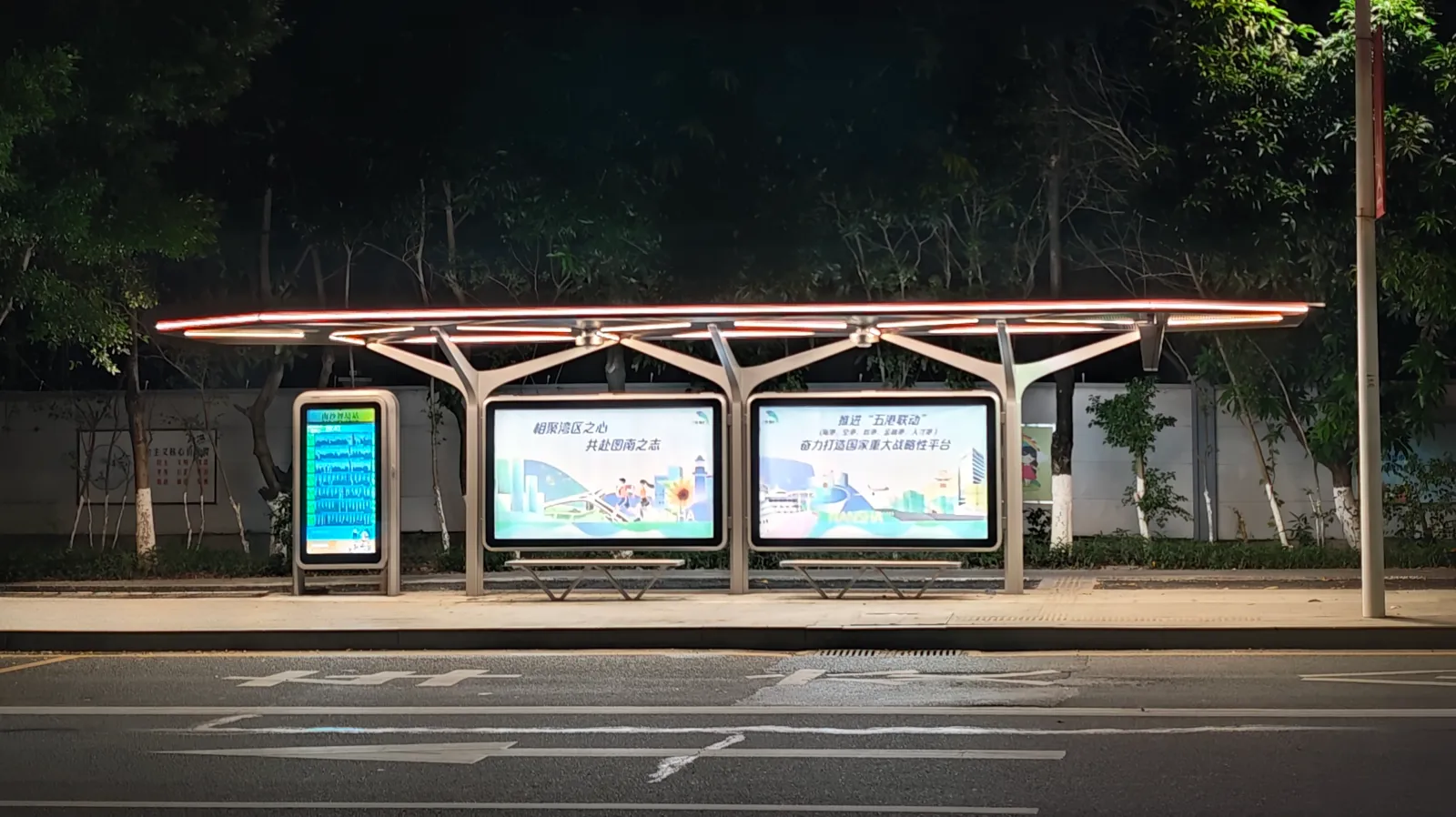 Nansha Phase 1 installed bus stop shelter at night
